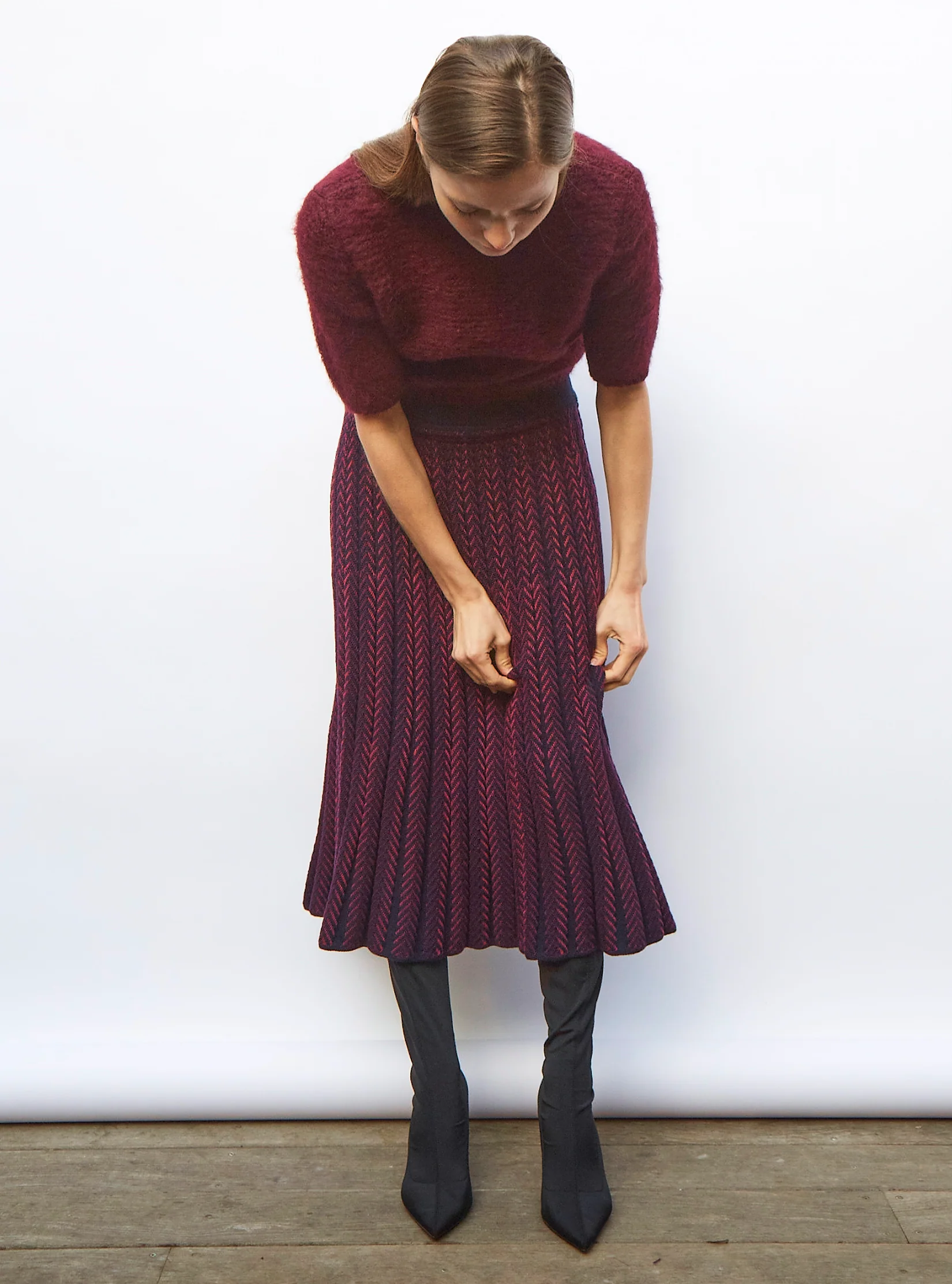 jupe longue maille chevrons - Image 3