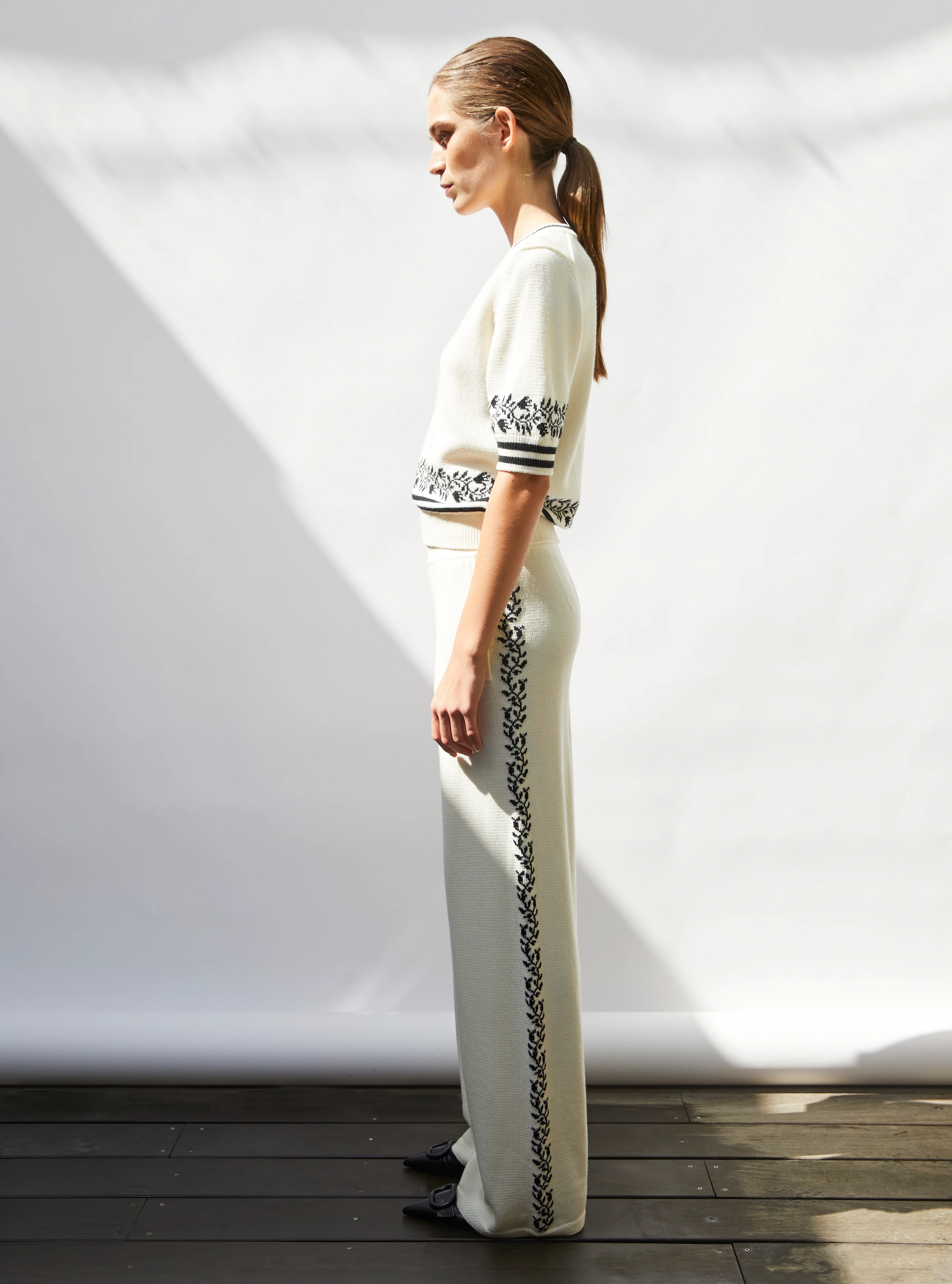 pantalon maille florale - Image 3