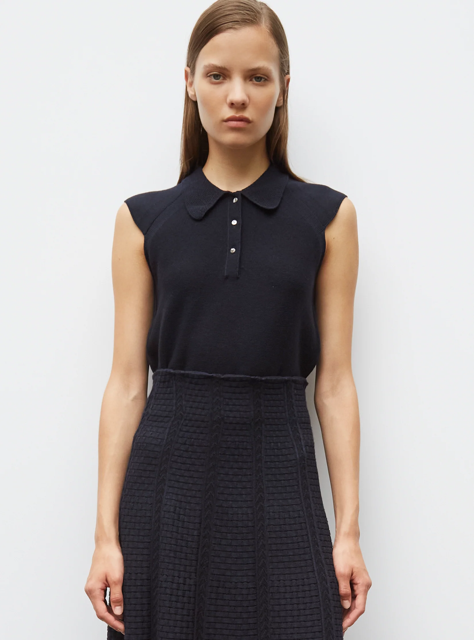 top maille petit col point de riz